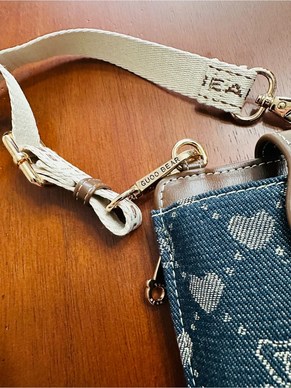 Guoo Bear Navy Phone/Wallet Crossbody with Dust Bag - Picture 4 of 7
